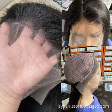 LSY Hair 13X4 13X6 Hd Transparent Swiss Lace Front Wigs Long Human Hair Glueless Brazilian Straight 100% Virgin Hd Full Lace Wig
